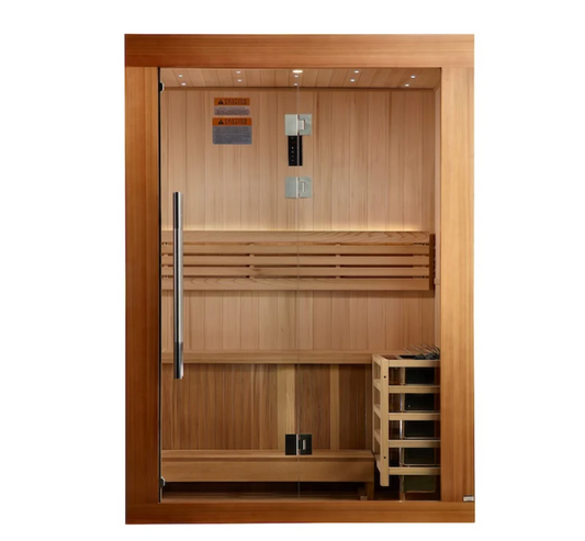 Golden Designs Sundsvall 2-Person Traditional Sauna - Canadian Red Cedar Interior and Pacific Premium Clear Cedar Exterior