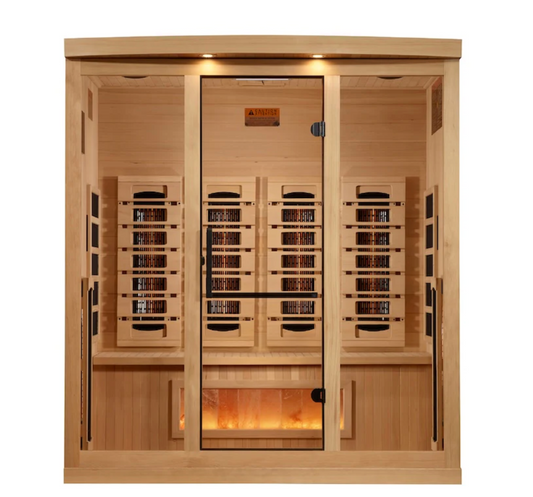 Golden Designs 4-Person Full Spectrum Near Zero EMF Infrared Saunas with Himalayan Salt Bar