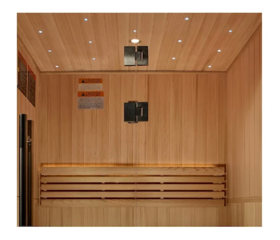 Golden Designs Sundsvall 2-Person Traditional Sauna - Canadian Red Cedar Interior and Pacific Premium Clear Cedar Exterior