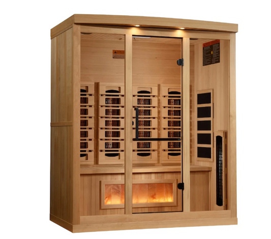 Golden Designs 4-Person Full Spectrum Near Zero EMF Infrared Saunas with Himalayan Salt Bar