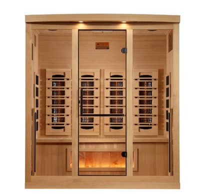 Golden Designs 4-Person Full Spectrum Near Zero EMF Infrared Saunas with Himalayan Salt Bar