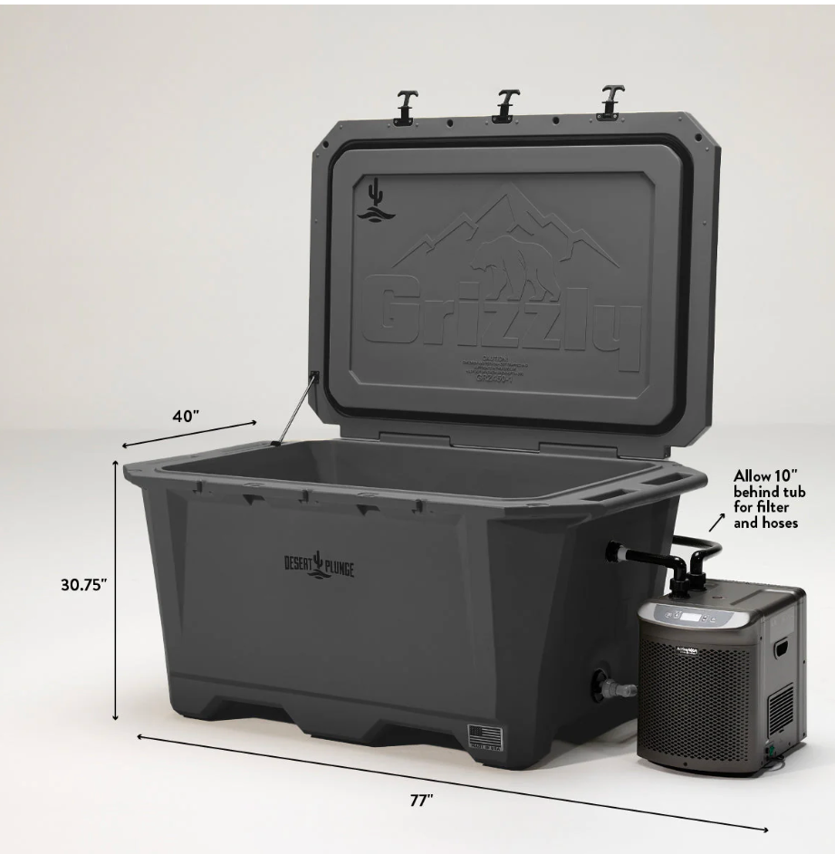 The Wide Grizzly 450 Cold Plunge Tub w/ 1/4 HP Chiller - Gray