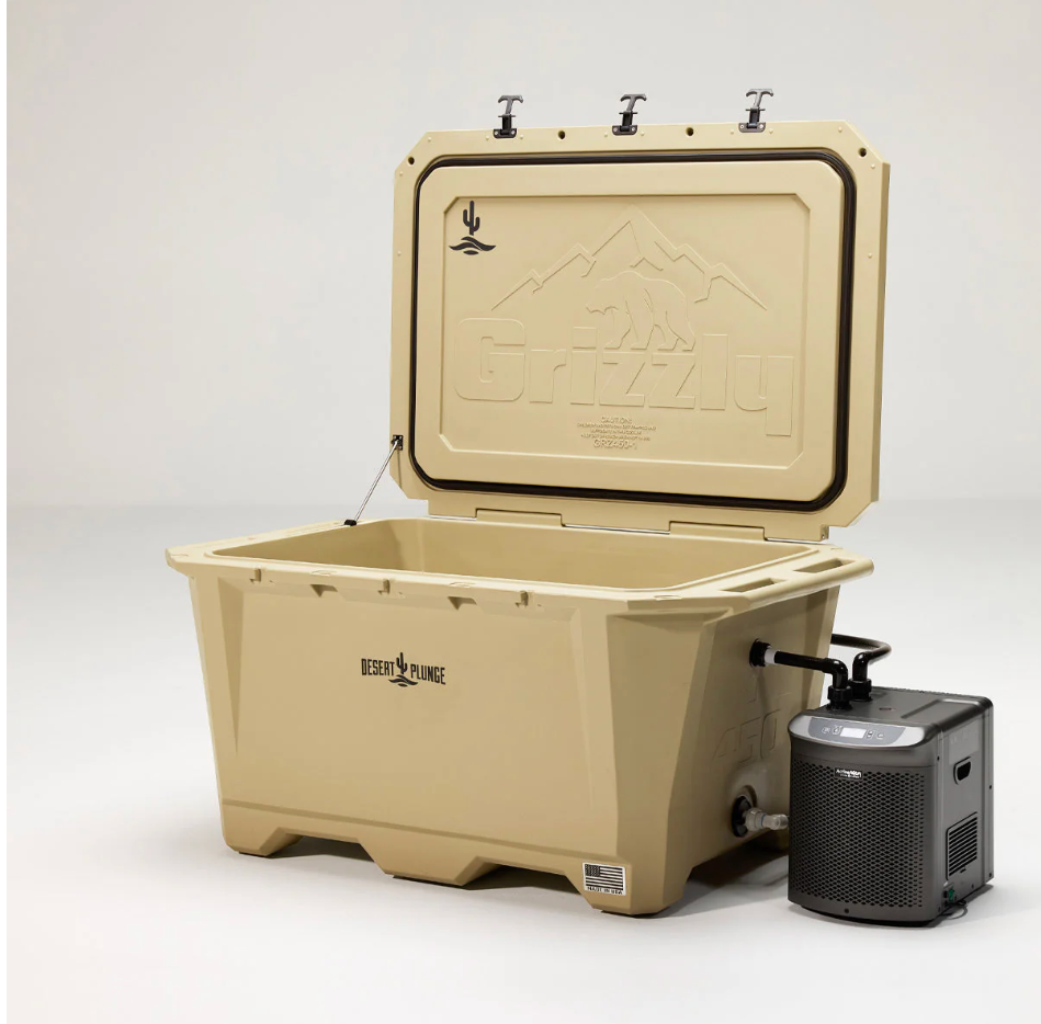 The Wide Grizzly 450 Cold Plunge Tub w/ 1/4 HP Chiller - Desert Plunge
