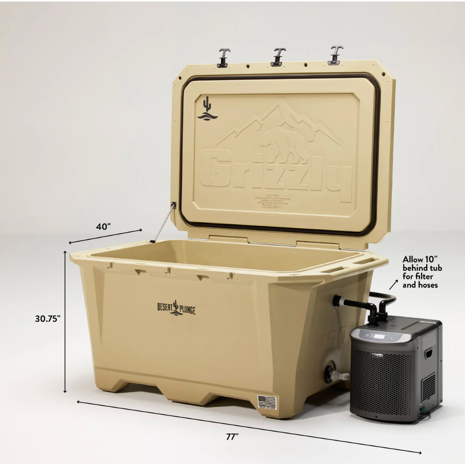 The Wide Grizzly 450 Cold Plunge Tub w/ 1/4 HP Chiller - Desert Plunge